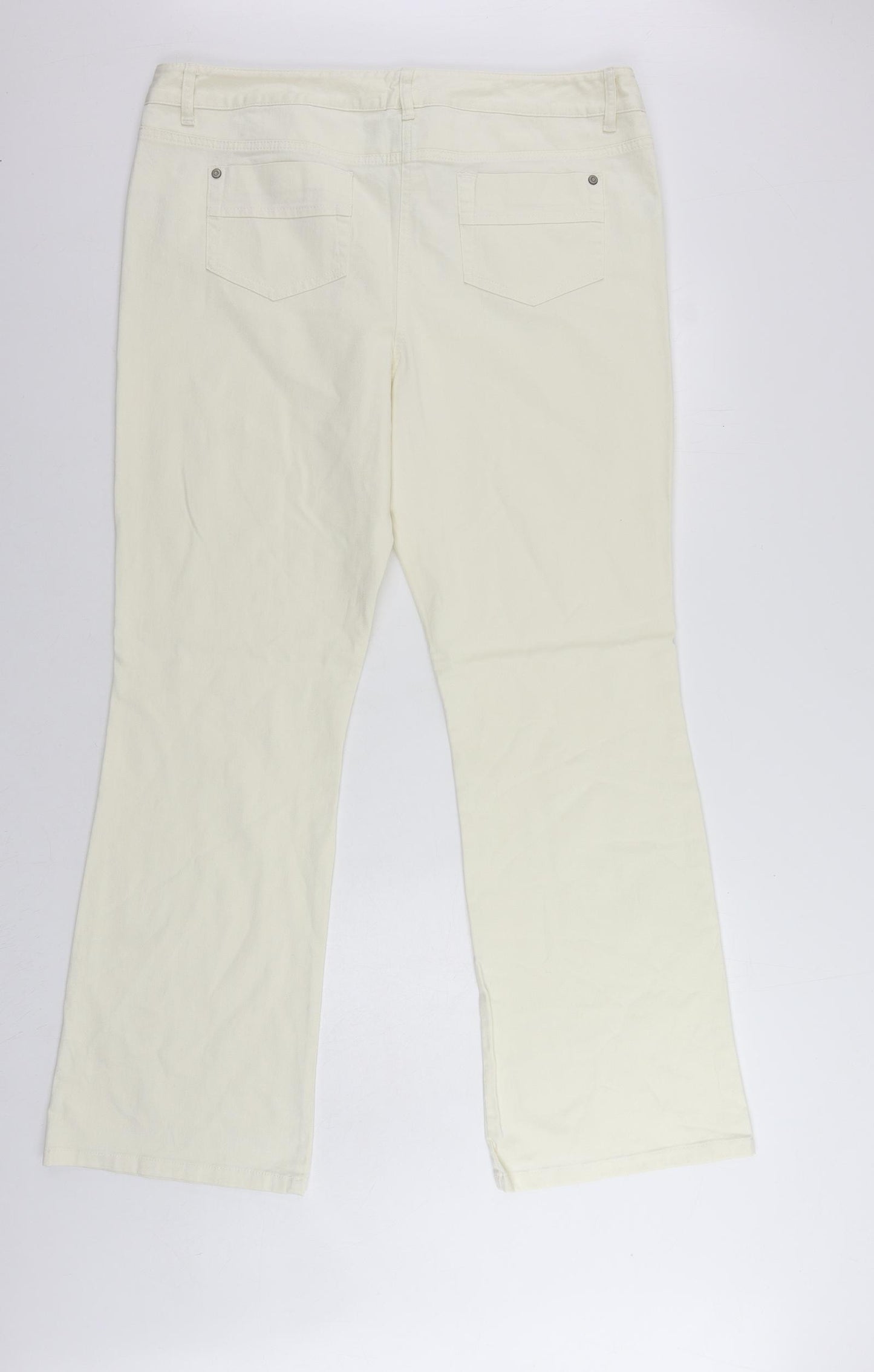 Monsoon Womens Ivory Cotton Bootcut Jeans Size 18 L32 in Regular Zip