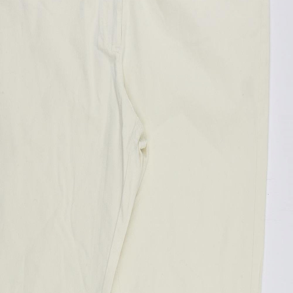 Monsoon Womens Ivory Cotton Bootcut Jeans Size 18 L32 in Regular Zip