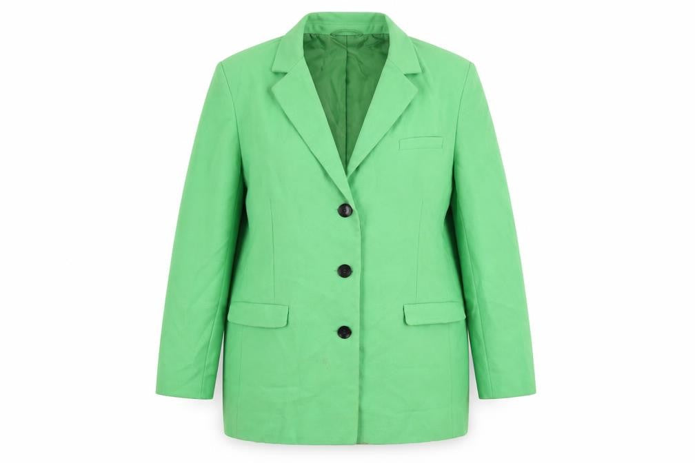 Front view of ASOS women’s green jacket blazer, size UK 14, button