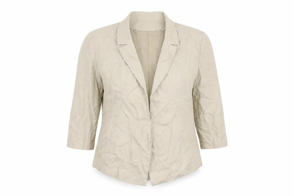 Front view of Principles women’s beige jacket blazer, size UK 16, - open