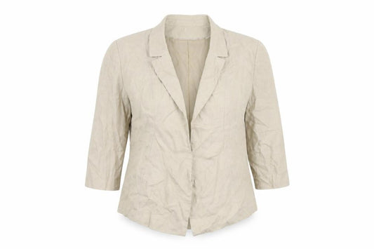 Front view of Principles women’s beige jacket blazer, size UK 16, - open