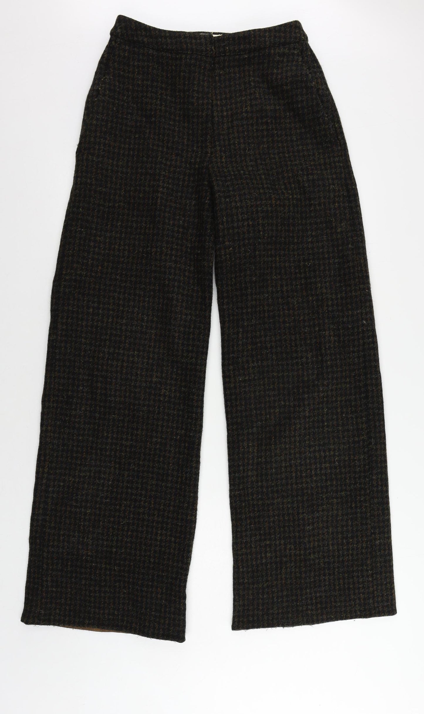 Brora Womens Green Geometric Wool Trousers Size 10 L31 in Regular Zip