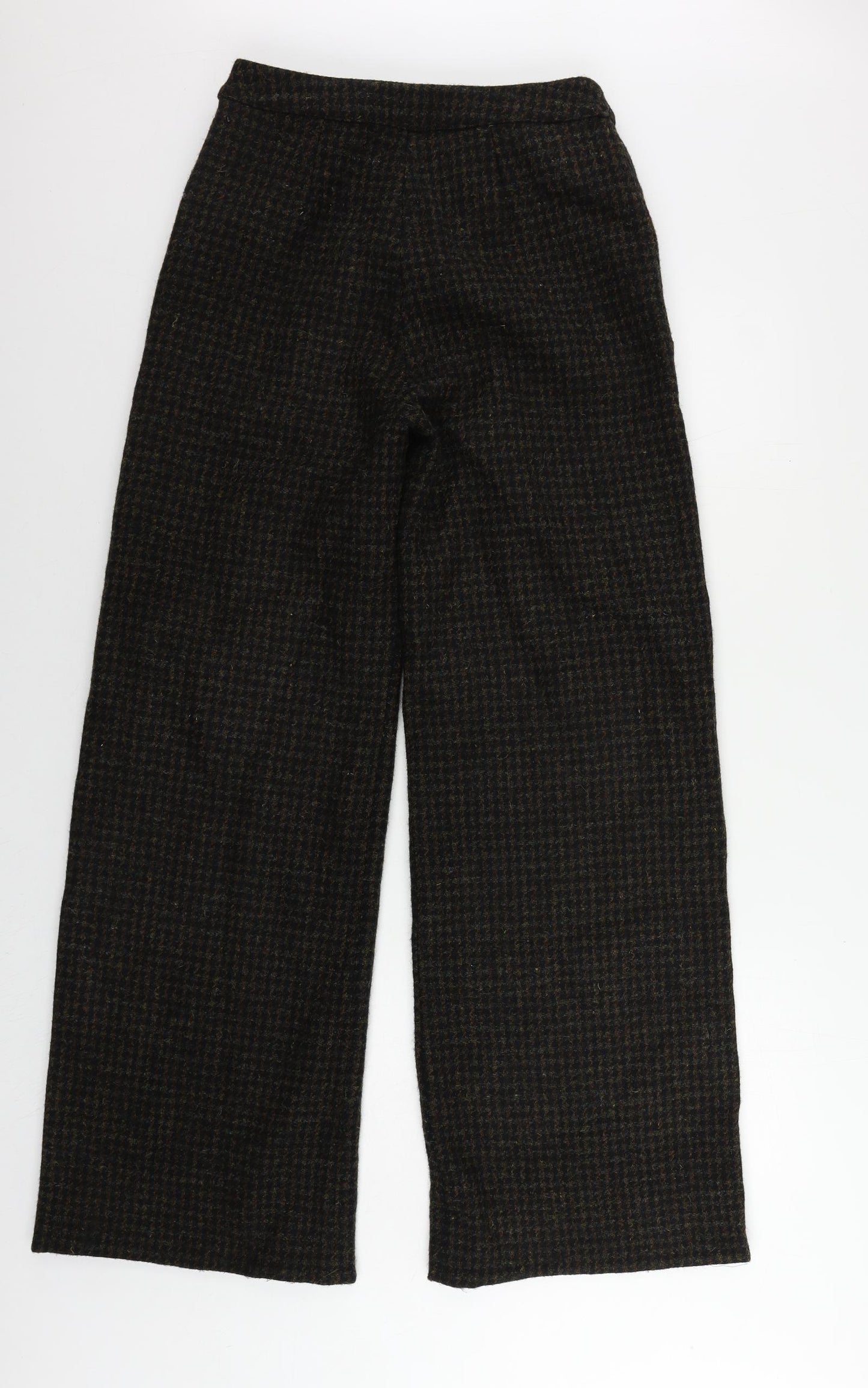 Brora Womens Green Geometric Wool Trousers Size 10 L31 in Regular Zip