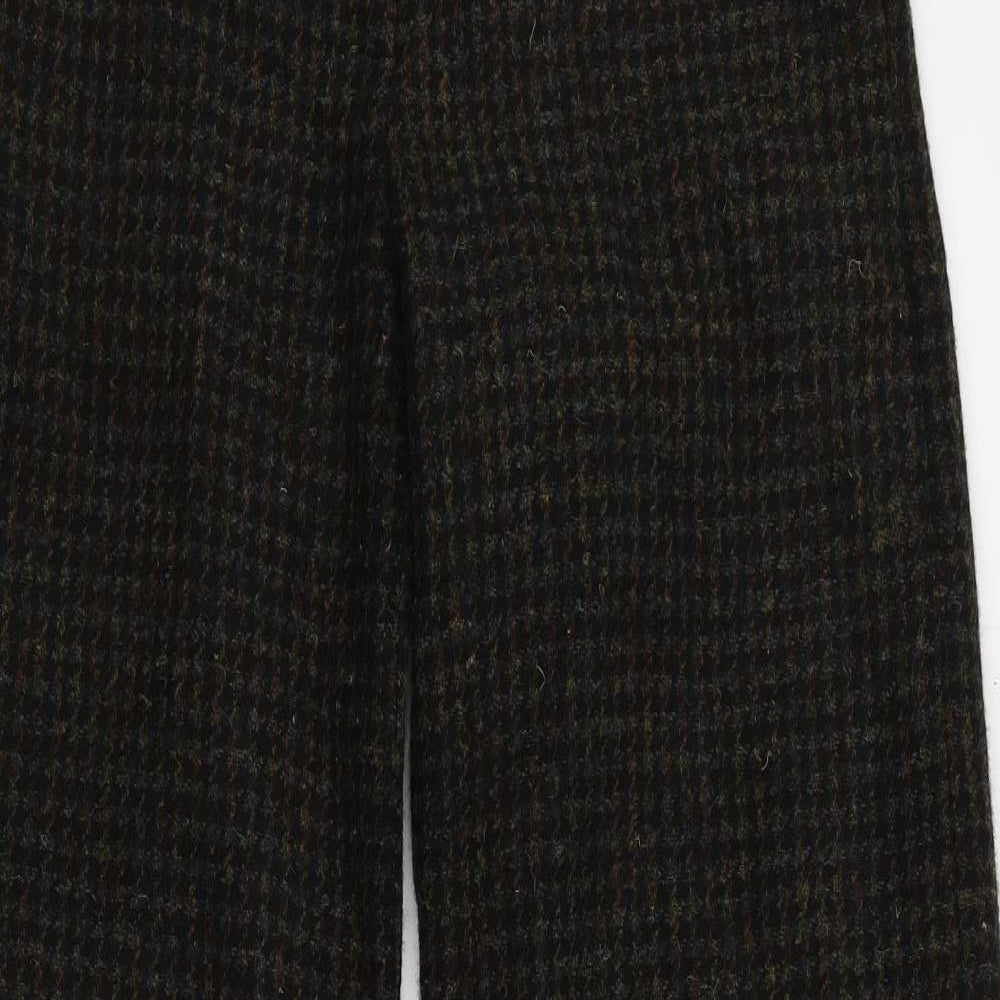 Brora Womens Green Geometric Wool Trousers Size 10 L31 in Regular Zip