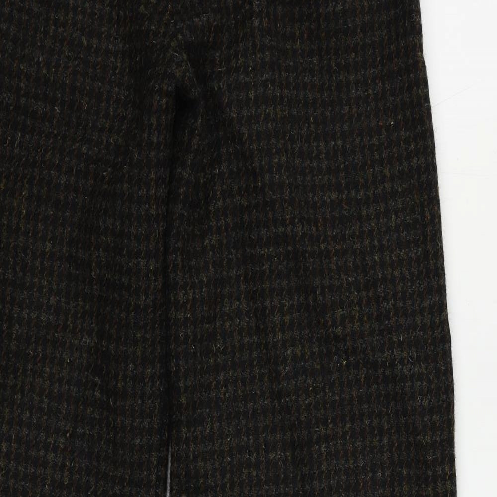 Brora Womens Green Geometric Wool Trousers Size 10 L31 in Regular Zip