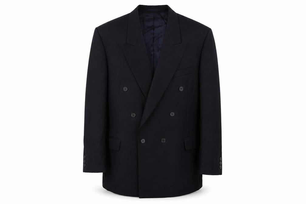 Front view of Burtons men’s blue polyester jacket suit jacket, size 42, regular