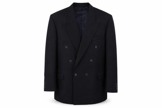 Front view of Burtons men’s blue polyester jacket suit jacket, size 42, regular