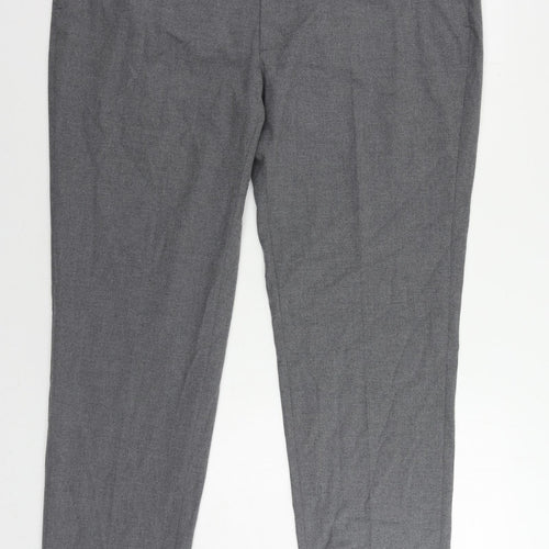 Marks and Spencer Mens Grey Polyester Chino Trousers Size 42 in L31 in Regular Zip