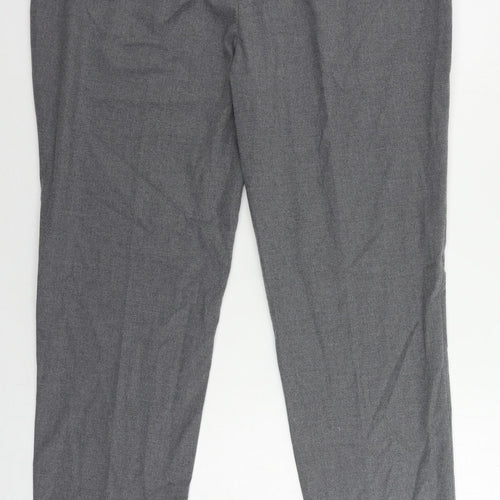 Marks and Spencer Mens Grey Polyester Chino Trousers Size 42 in L31 in Regular Zip