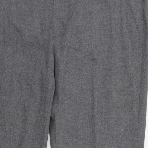 Marks and Spencer Mens Grey Polyester Chino Trousers Size 42 in L31 in Regular Zip