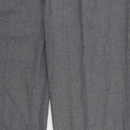 Marks and Spencer Mens Grey Polyester Chino Trousers Size 42 in L31 in Regular Zip