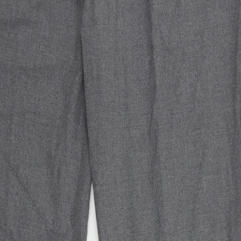 Marks and Spencer Mens Grey Polyester Chino Trousers Size 42 in L31 in Regular Zip