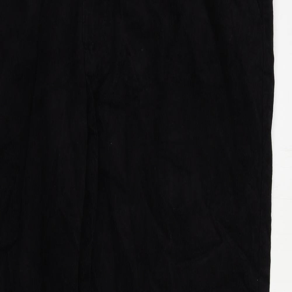 Marks and Spencer Mens Black Cotton Trousers Size 40 in L33 in Regular Zip