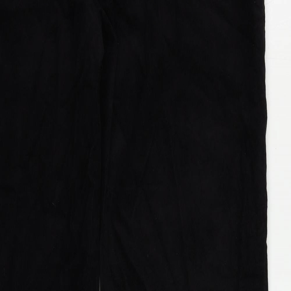 Marks and Spencer Mens Black Cotton Trousers Size 40 in L33 in Regular Zip