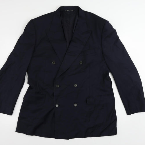 Canali Mens Blue Wool Jacket Suit Jacket Size 44 Regular