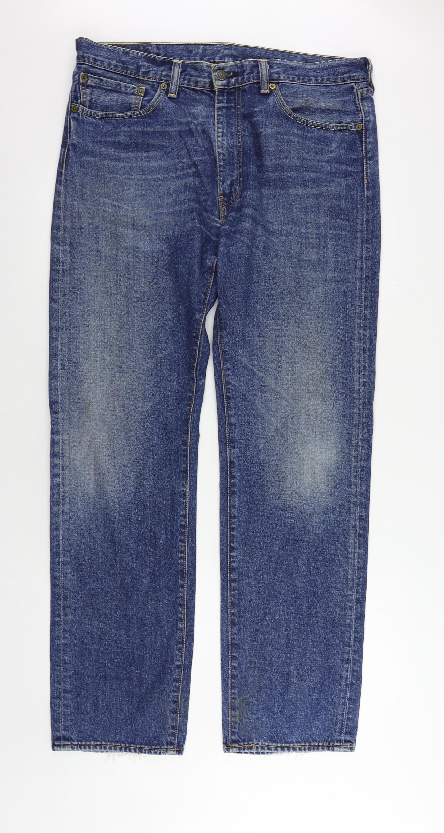 Levi's Mens Blue Cotton Straight Jeans Size 36 in L34 in Regular Zip