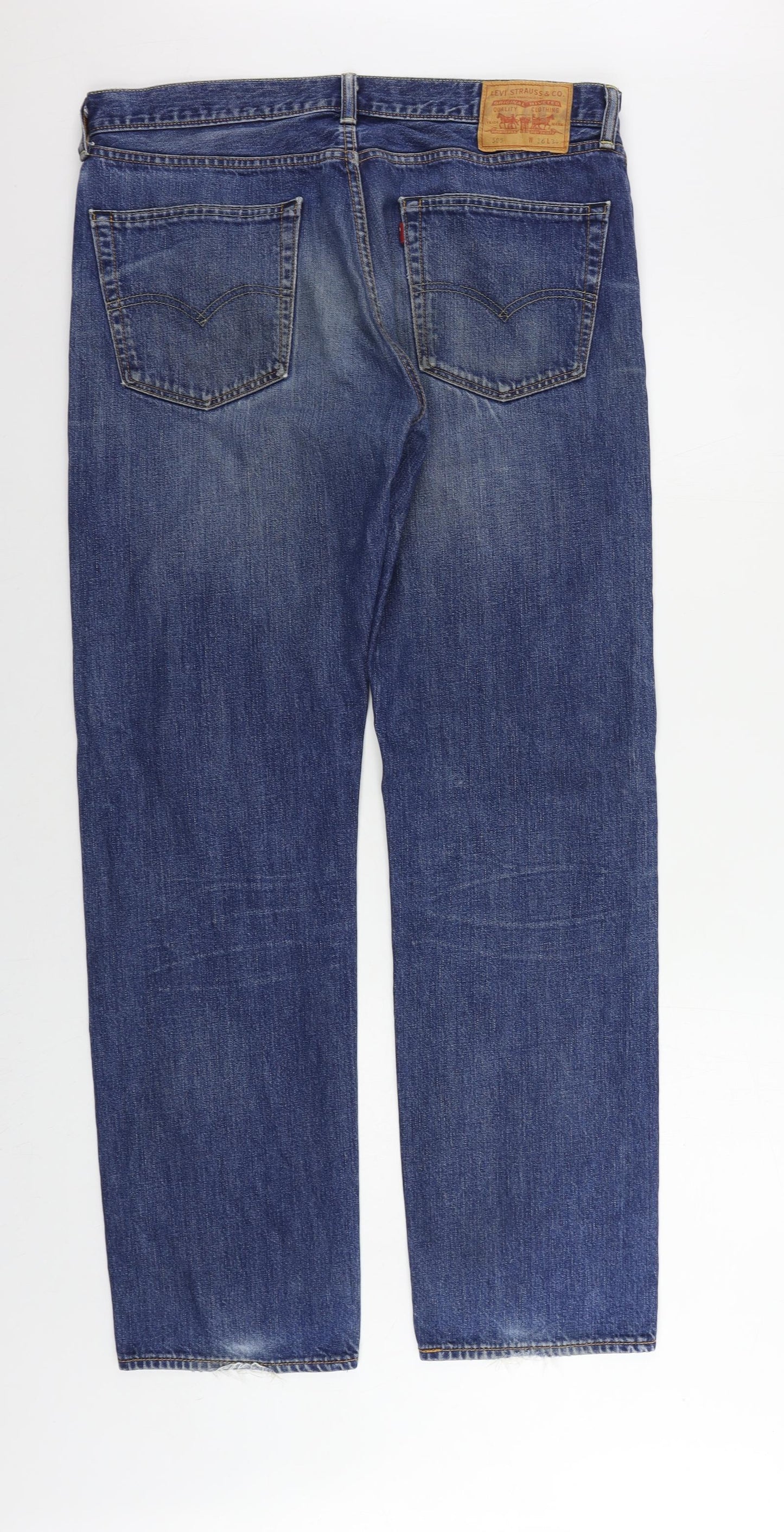 Levi's Mens Blue Cotton Straight Jeans Size 36 in L34 in Regular Zip