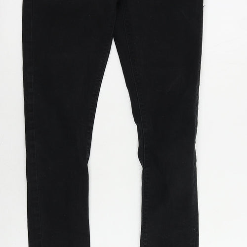 River Island Mens Black Cotton Skinny Jeans Size 28 in L32 in Regular Zip