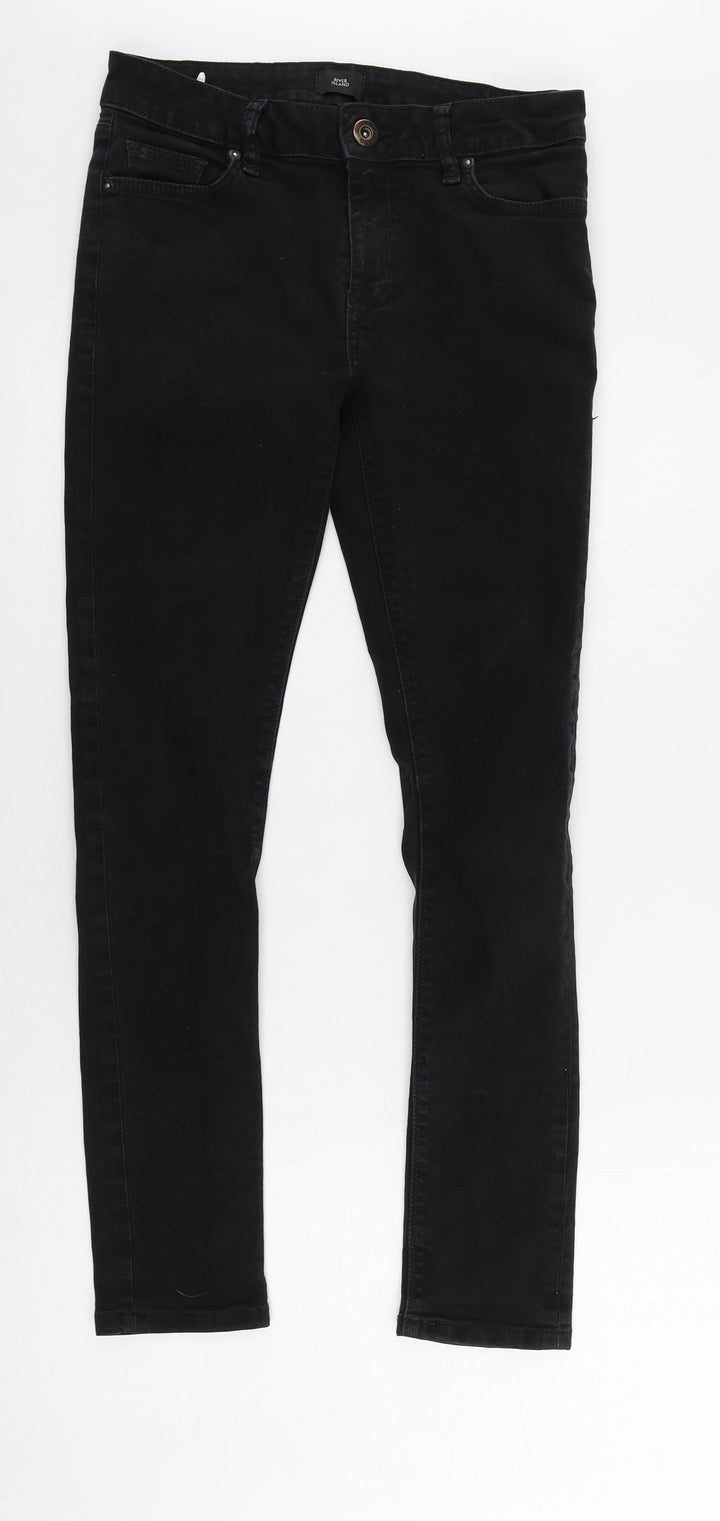 River Island Mens Black Cotton Skinny Jeans Size 28 in L32 in Regular Zip