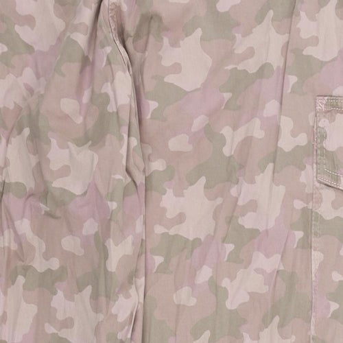 Marks and Spencer Womens Pink Camouflage Lyocell Cargo Trousers Size 18 L28 in Regular Zip - Belted