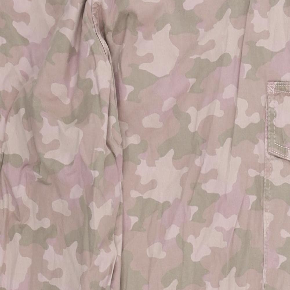 Marks and Spencer Womens Pink Camouflage Lyocell Cargo Trousers Size 18 L28 in Regular Zip - Belted
