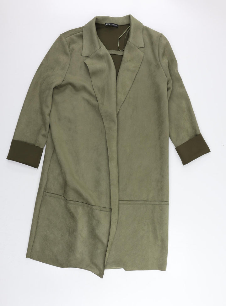 Zara Womens Green Overcoat Coat Size M - Open