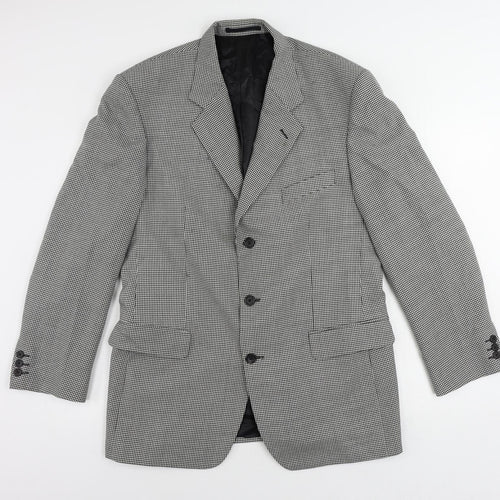 Varteks Mens Black Geometric Viscose Jacket Suit Jacket Size 42 Regular