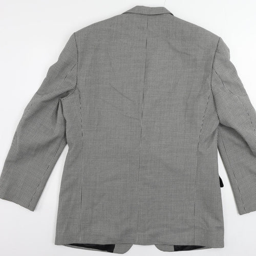 Varteks Mens Black Geometric Viscose Jacket Suit Jacket Size 42 Regular