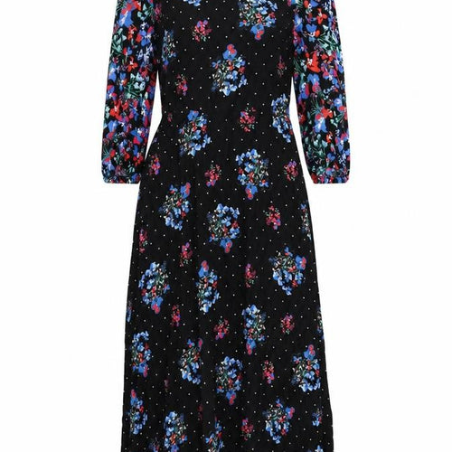 Marks and Spencer Womens Black Floral Viscose Maxi Size 8 Round Neck Zip