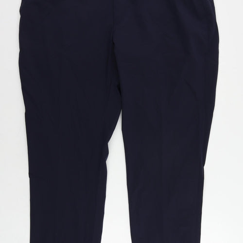 Marks and Spencer Mens Blue Polyester Trousers Size 40 in L29 in Regular Zip