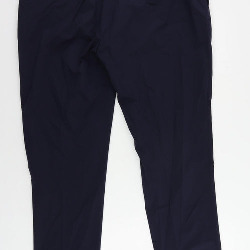 Marks and Spencer Mens Blue Polyester Trousers Size 40 in L29 in Regular Zip