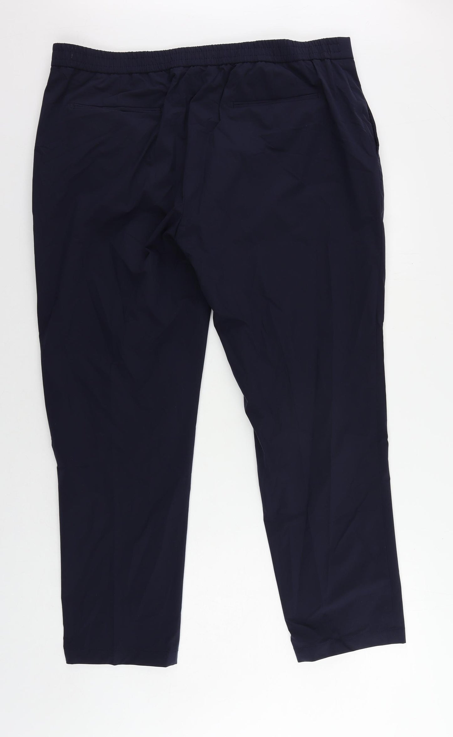 Marks and Spencer Mens Blue Polyester Trousers Size 40 in L29 in Regular Zip