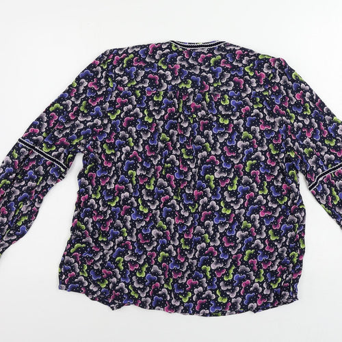 Per Una Womens Blue Geometric Viscose Basic Button-Up Size 10 V-Neck