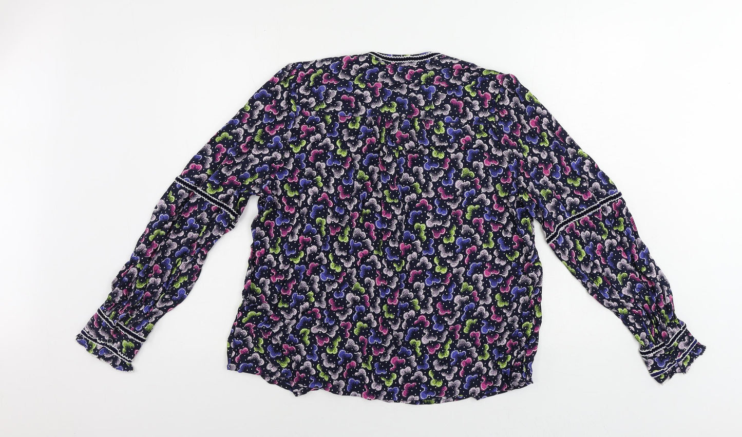 Per Una Womens Blue Geometric Viscose Basic Button-Up Size 10 V-Neck