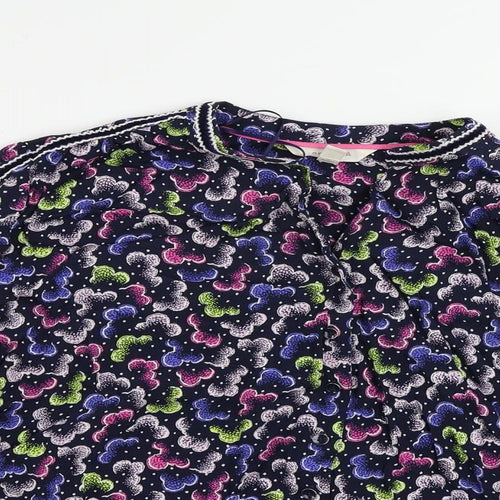 Per Una Womens Blue Geometric Viscose Basic Button-Up Size 10 V-Neck