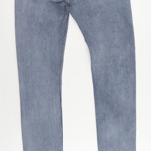Topman Mens Blue Cotton Skinny Jeans Size 32 in L29 in Regular Button