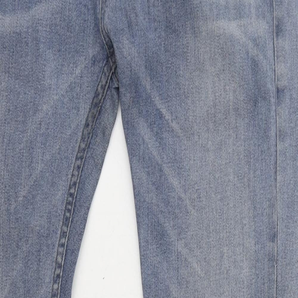 Topman Mens Blue Cotton Skinny Jeans Size 32 in L29 in Regular Button