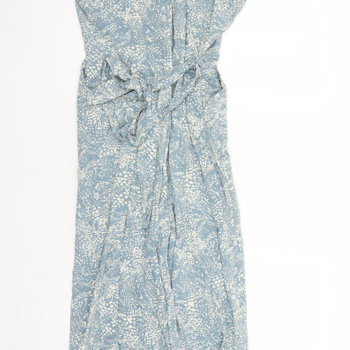 b.young Womens Blue Geometric Viscose Jumpsuit One-Piece Size 8 L23 in Zip