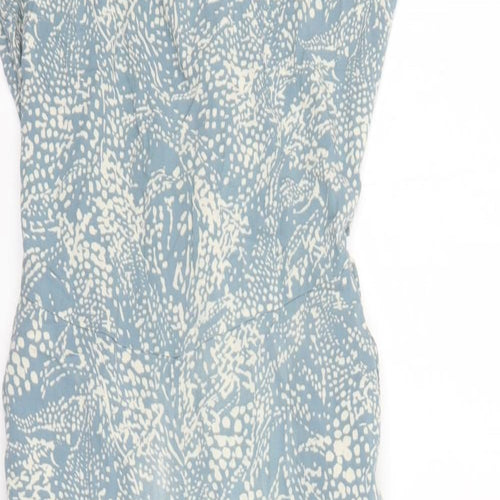 b.young Womens Blue Geometric Viscose Jumpsuit One-Piece Size 8 L23 in Zip