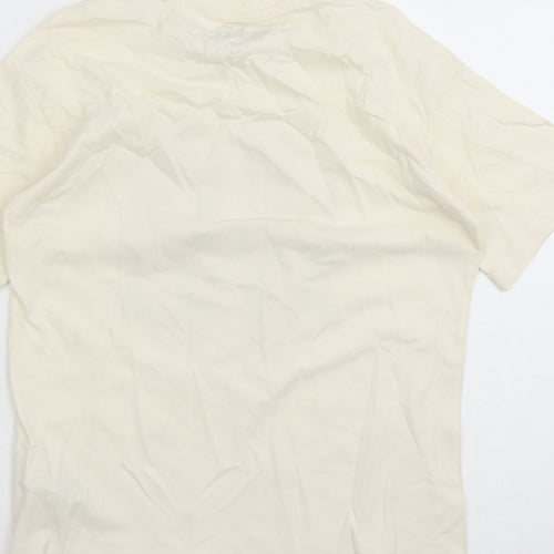 Marks and Spencer Girls Ivory 100% Cotton Basic T-Shirt Size 7-8 Years Crew Neck Pullover - Love