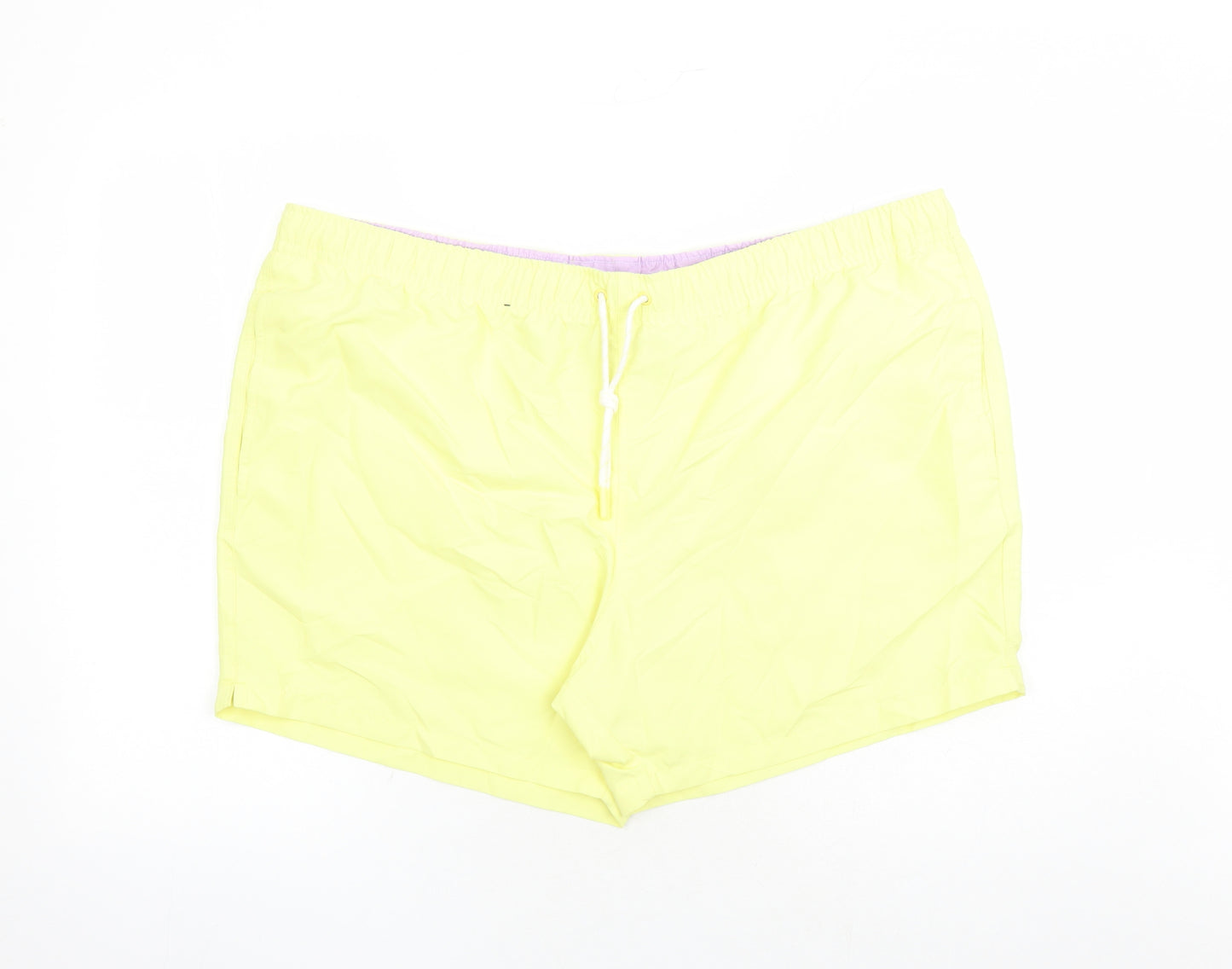 Marks and Spencer Mens Yellow Polyester Sweat Shorts Size 3XL L6 in Regular Drawstring - Elasticated Waist Swim Shorts Pockets