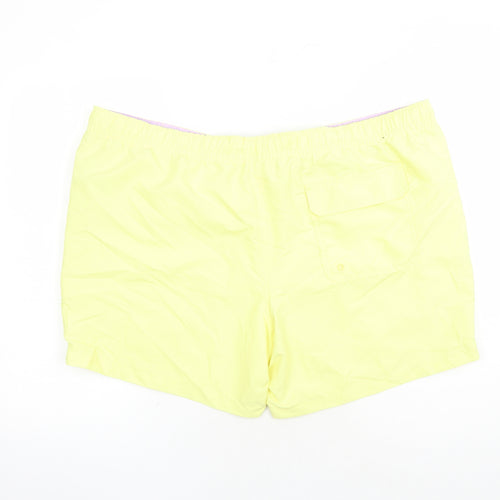 Marks and Spencer Mens Yellow Polyester Sweat Shorts Size 3XL L6 in Regular Drawstring - Elasticated Waist Swim Shorts Pockets