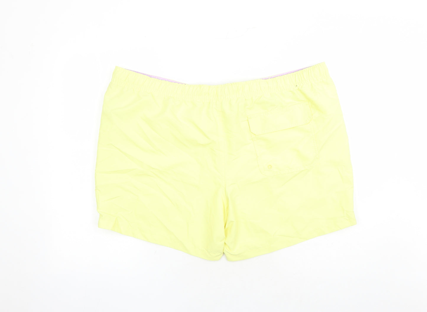 Marks and Spencer Mens Yellow Polyester Sweat Shorts Size 3XL L6 in Regular Drawstring - Elasticated Waist Swim Shorts Pockets