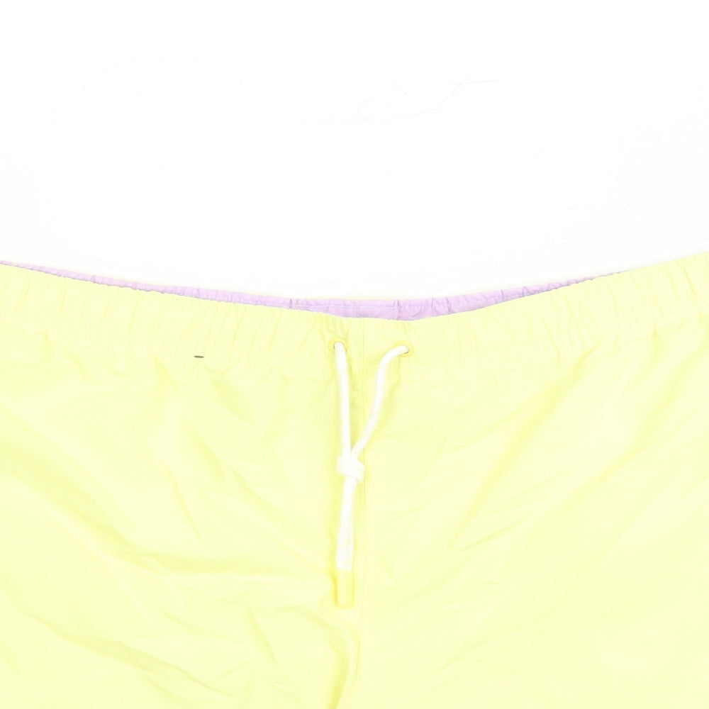 Marks and Spencer Mens Yellow Polyester Sweat Shorts Size 3XL L6 in Regular Drawstring - Elasticated Waist Swim Shorts Pockets