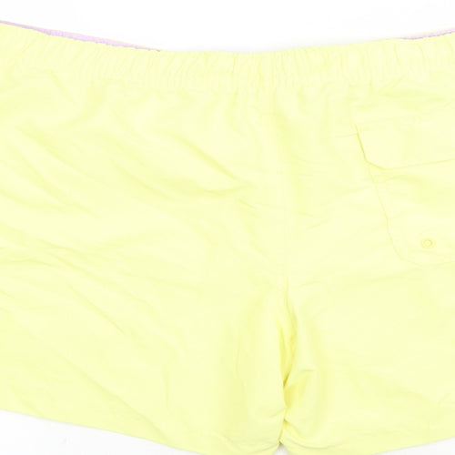 Marks and Spencer Mens Yellow Polyester Sweat Shorts Size 3XL L6 in Regular Drawstring - Elasticated Waist Swim Shorts Pockets