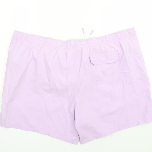 Marks and Spencer Mens Purple Polyester Sweat Shorts Size 3XL L6 in Regular Drawstring - Elasticated Waist Swim Shorts Pockets