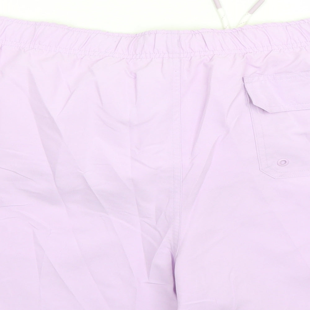 Marks and Spencer Mens Purple Polyester Sweat Shorts Size 3XL L6 in Regular Drawstring - Elasticated Waist Swim Shorts Pockets