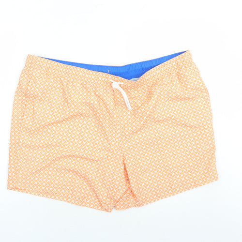 Marks and Spencer Mens Orange Geometric Polyester Sweat Shorts Size 3XL L6 in Regular Drawstring - Elasticated Waist Swim Shorts Pockets