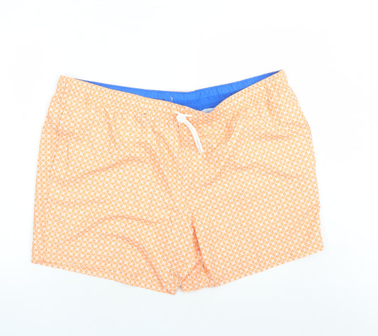 Marks and Spencer Mens Orange Geometric Polyester Sweat Shorts Size 3XL L6 in Regular Drawstring - Elasticated Waist Swim Shorts Pockets