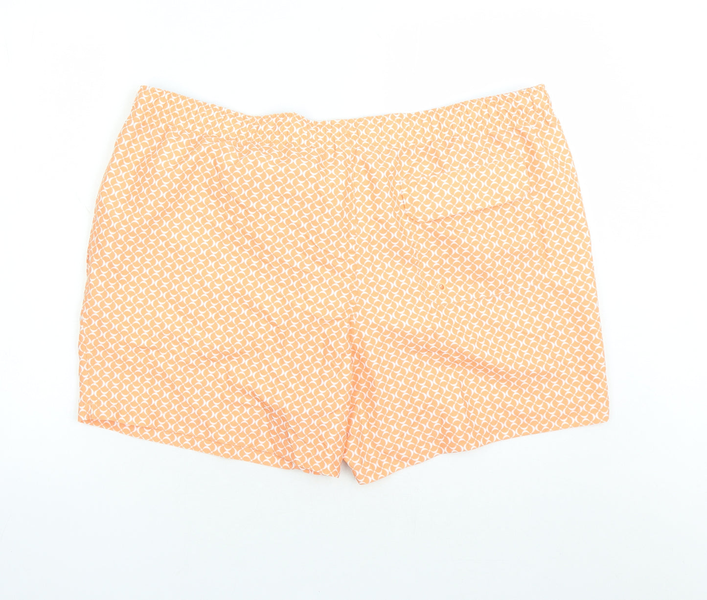 Marks and Spencer Mens Orange Geometric Polyester Sweat Shorts Size 3XL L6 in Regular Drawstring - Elasticated Waist Swim Shorts Pockets